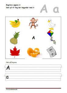 Sæt pil til ting der begynder med A