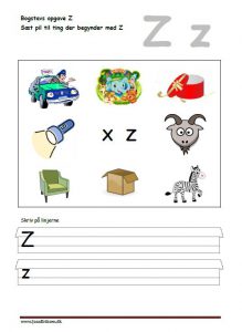 Sæt pil til ting der begynder med z