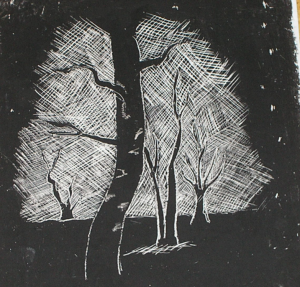 Grafisk tryk i billedkunst undervisningen. Linoleums plade.