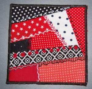 Crazy patchwork med broderi.