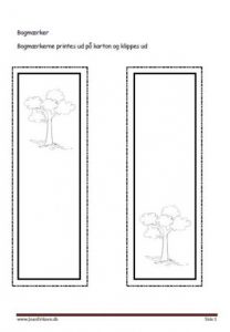 Bogmærker der kan males eller farvelægges, Undervisning i billedkunst og temaerne efterår og skoven.