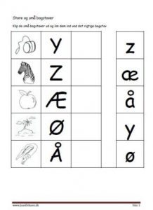 Elevopgave med øvelse i små og store bogstaver.