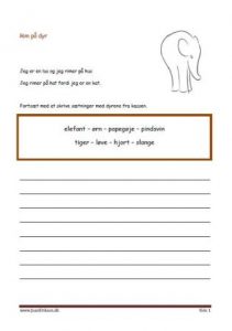 Elevopgave med rimord. Dyr.