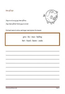 Elevopgave med rimord. Dyr.