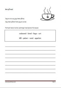 Elevopgave med rimord. Mad.