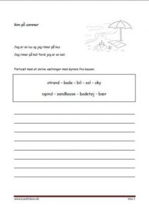 Elevopgave med rimord. Sommer.