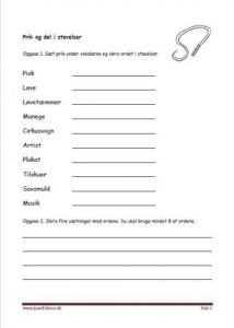 Elevopgaver med prik og del.