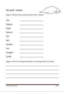 Elevopgaver med prik og del.