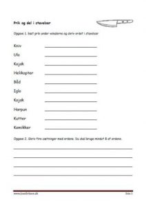 Elevopgaver med prik og del.