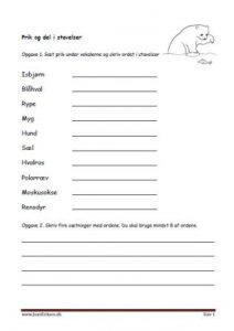 Elevopgaver med prik og del.