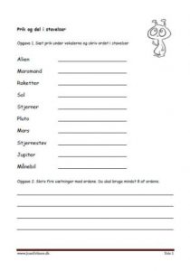 Elevopgaver med prik og del.