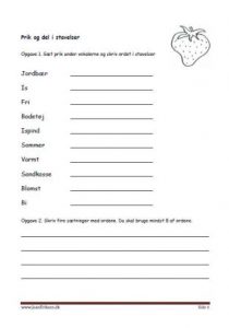 Elevopgave med Prik og del, skriv ordet.