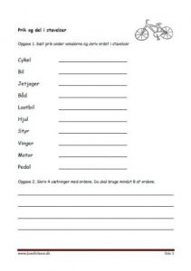 Elevopgave med Prik og del, skriv ordet.