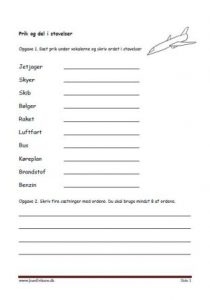 Elevopgave med Prik og del, skriv ordet.