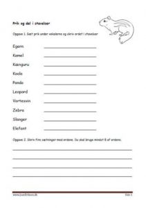 Elevopgave med Prik og del, skriv ordet.