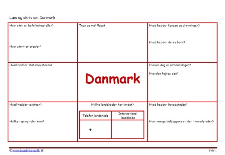 Læs og skriv om nordens lande. Undervisningsmaterialer.