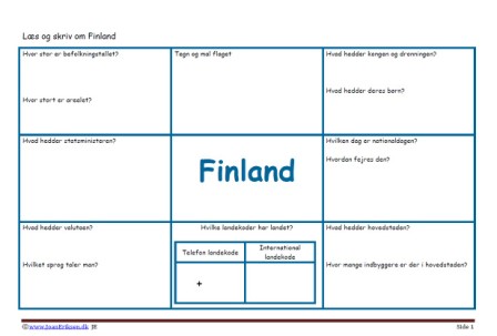 Læs og skriv om nordens lande. Undervisningsmaterialer.