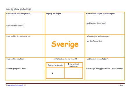 Læs og skriv om nordens lande. Undervisningsmaterialer.