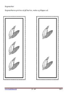 Bogmærker med majskolber kan males og lamineres.