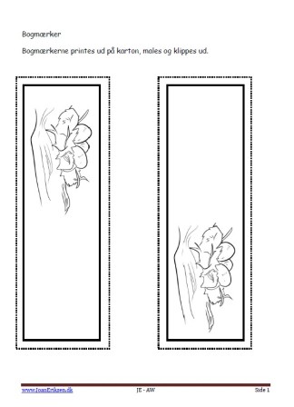 Bogmærkerne males og klippes ud. De bruges til undervisningen i temaet: Fugle.