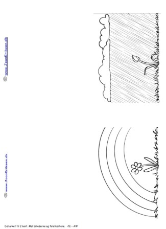 Kort med sommerfugle til at male. Kan bruges i undervisningen til temaet Årets gang, vejret, sommer og efterår.