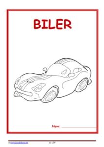 Forside til hæfte med temaet Biler.