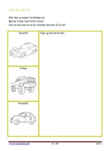 Elevopgave med design. Transport. Bil.