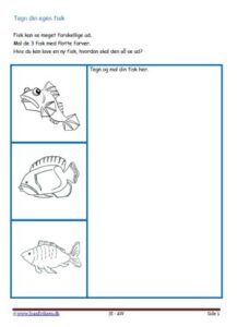 Elevopgave med design. Fisk.