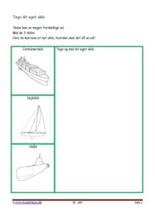 Elevopgave med design. Skib
