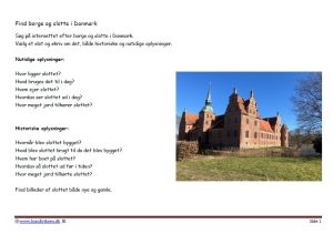 Find slotte og borge i Danmark, elevopgave til undervisning.