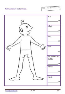 Elevopgave med måling af mennesket på tegningen.