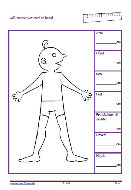 Elevopgave med måling af mennesket på tegningen.