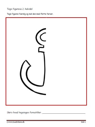 Undervisningsopgaver med spejling. Tegn den anden halvdel. Anker