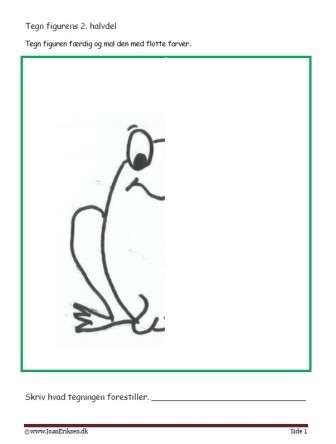 Undervisningsopgaver med spejling. Tegn den anden halvdel. Frø