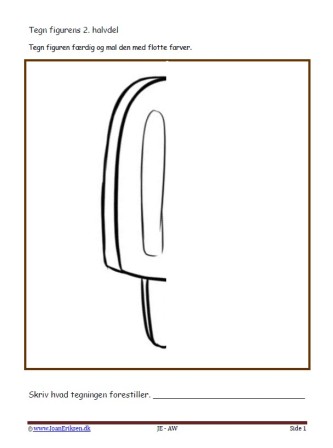 Undervisningsopgaver med spejling. Tegn den anden halvdel. Ispind