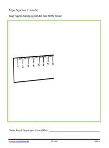 Undervisningsopgaver med spejling. Tegn den anden halvdel. Lineal