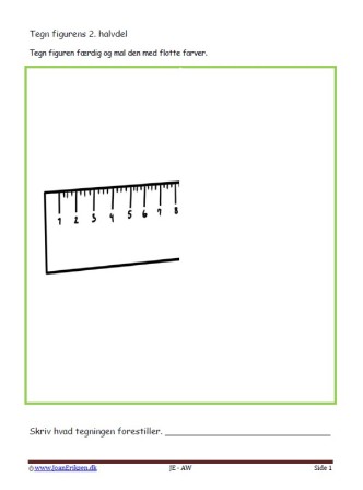 Undervisningsopgaver med spejling. Tegn den anden halvdel. Lineal