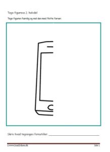 Undervisningsopgaver med spejling. Tegn den anden halvdel. Mobiltelefon