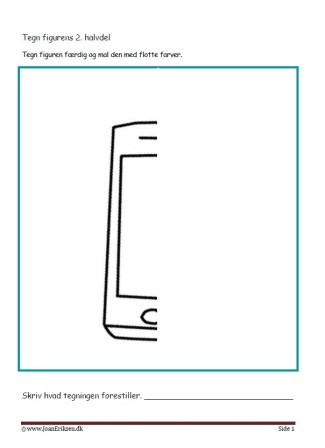 Undervisningsopgaver med spejling. Tegn den anden halvdel. Mobiltelefon