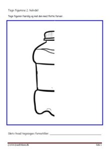 Undervisningsopgaver med spejling. Tegn den anden halvdel. Flaske