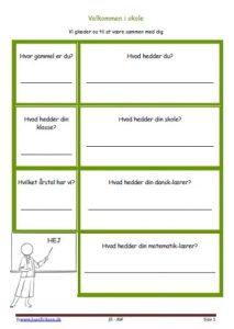 Elevopgave til 1. skoledag og 1. dag efter en ferie.